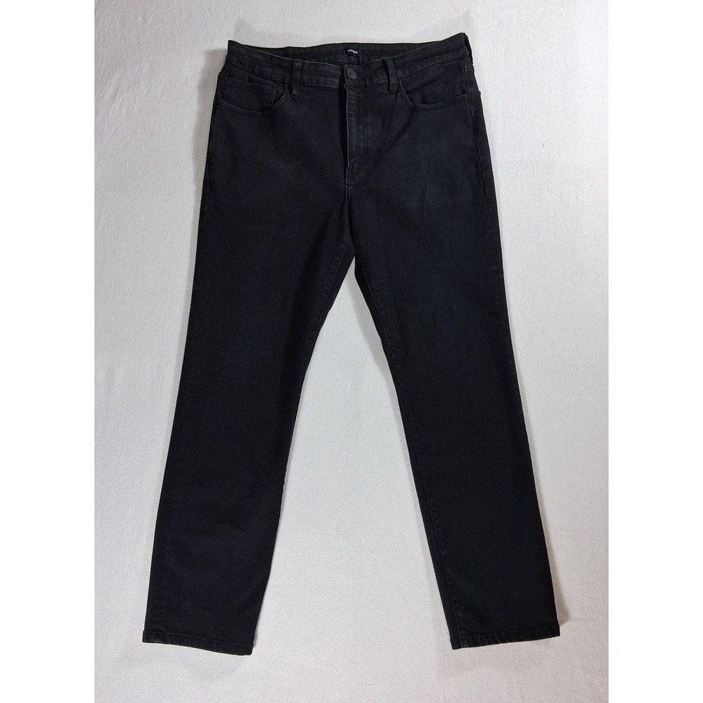 Express Mens Slim Straight Jeans 34x30 Black Stretch Denim Casual